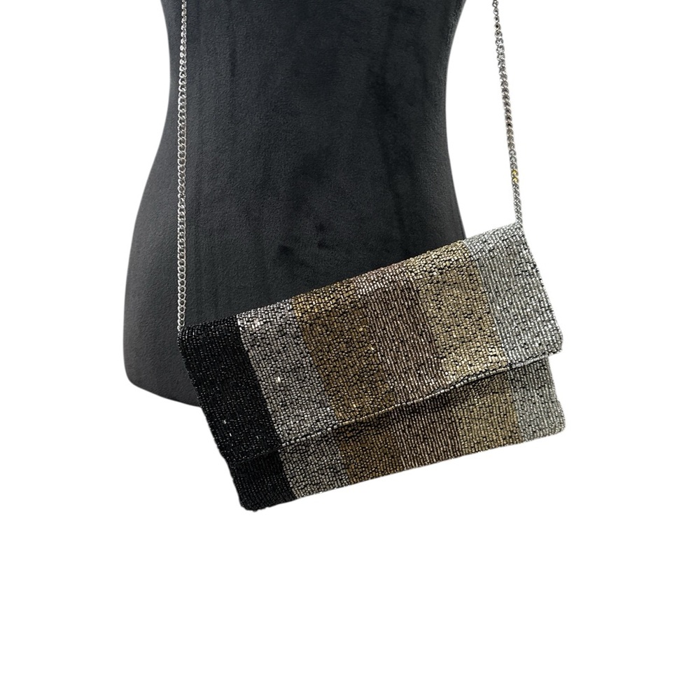 Elegant Black and Gold Women's beaded Clutch